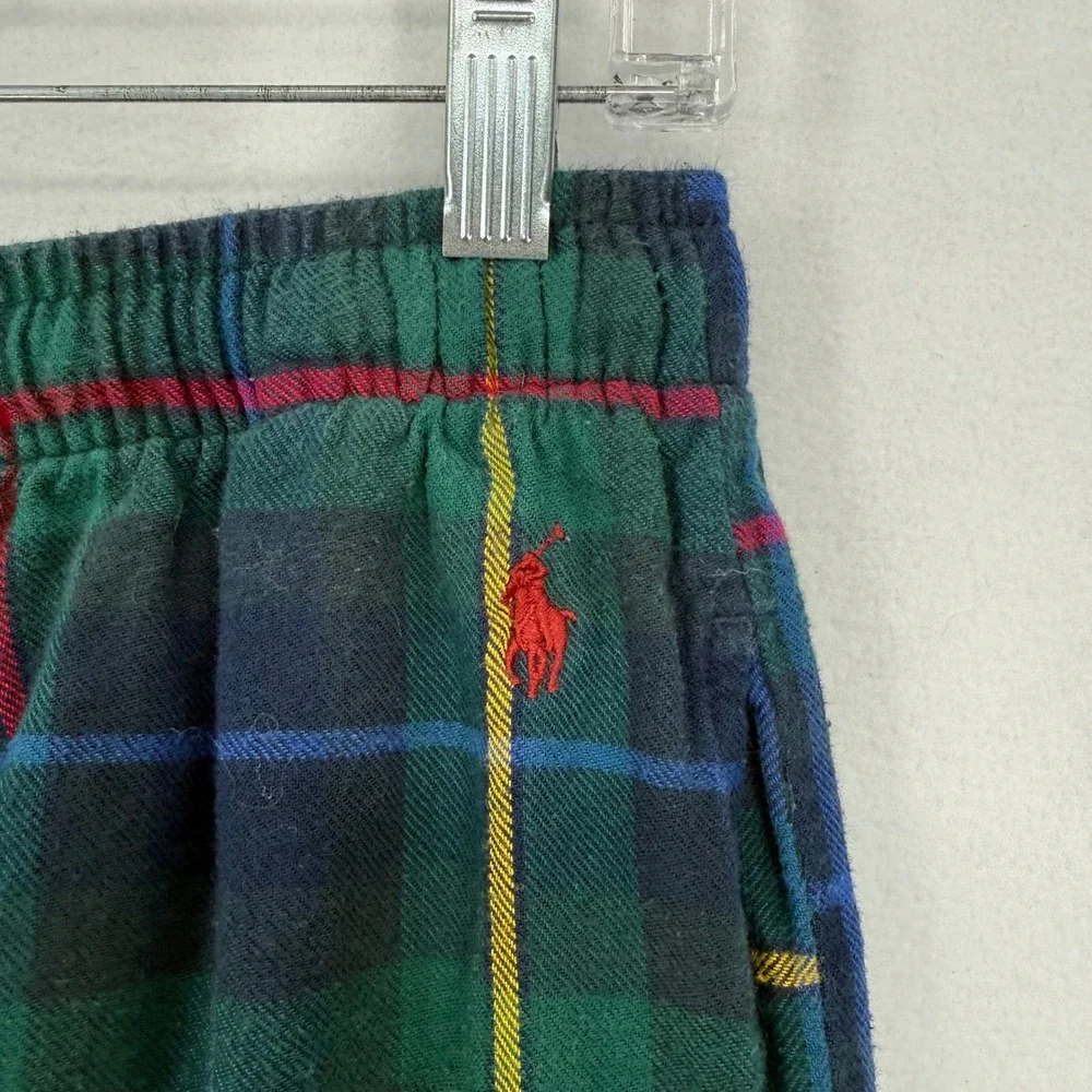 Polo‎ Ralph Lauren Mens Pajama Pants Green Plaid Flannel Cotton Sleepwear Small